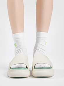 Fashionable Indoor Slides For Women, Cut Out Design Single Band EVA Slippers - White - View 3