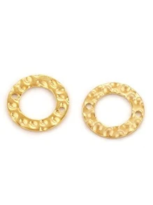 20 cái/bộ Phụ kiện trang sức tự làm hình tròn bằng kim loại có kết cấu - Vàng - Xem 3