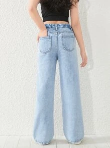 Jeans Para Niña Adolescente Con Pierna Recta Y Rasgados - Lavado ligero - Ver 2