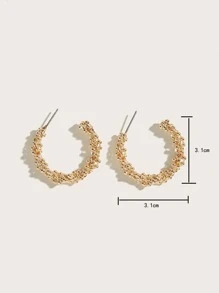 2入組紋理質感開口耳環 - 金黃色 - 查看 3