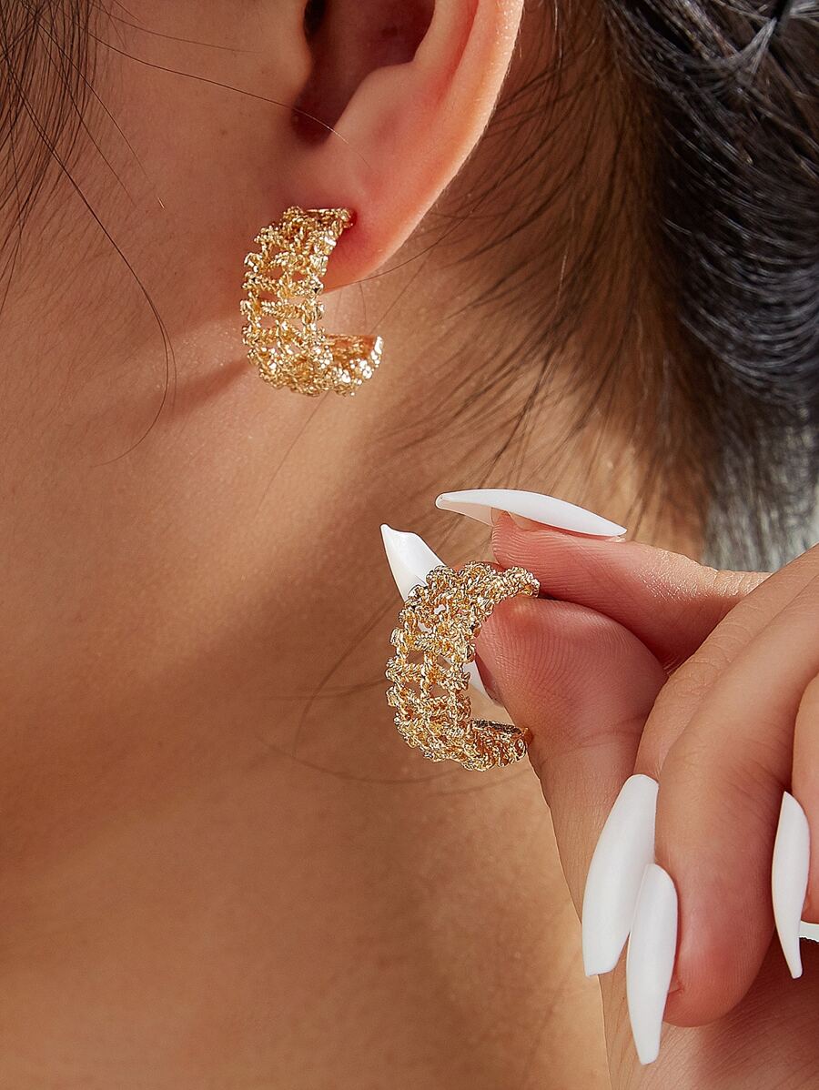 Braided Hollow Out Cuff Hoop Earrings