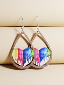 Hoa tai giọt nước họa tiết trái tim - Nhiều màu - Xem 1