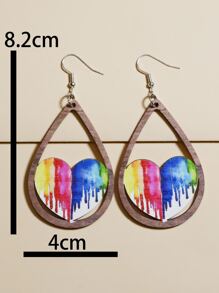 Hoa tai giọt nước họa tiết trái tim - Nhiều màu - Xem 3