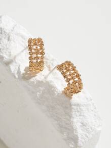 Braided Hollow Out Cuff Hoop Earrings