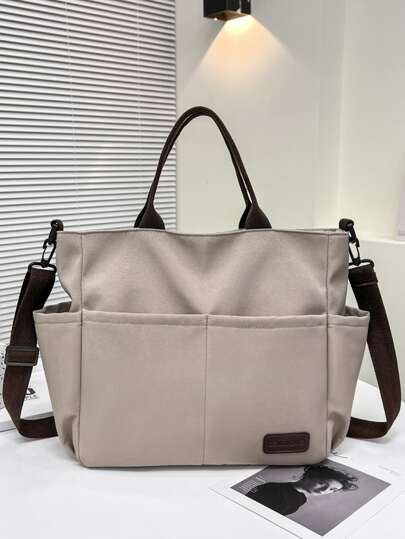 Cabas À Applique Moyen À Poches