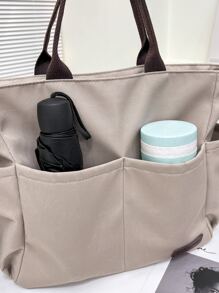 Patch Decor Shopper Bag Medium Multi-pocket - Multicolor - View 8