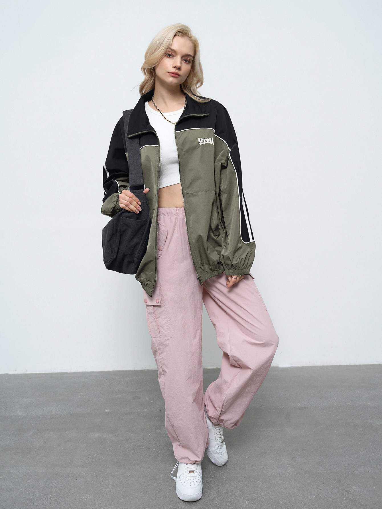 DAZY Colorblock Zip Up Windbreaker Jacket SHEIN USA