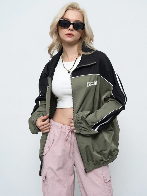 DAZY Colorblock Zip Up Windbreaker Jacket SHEIN USA