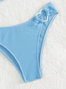 SHEIN Swim Summer Beach Heart Ring Linked Halter Bikini Set - Baby Blue - View 6