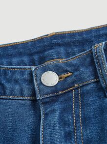 SHEIN Teen Girls Ripped Flare Leg Jeans - Dark Wash - View 3