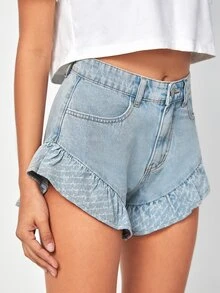 OBVIOUSLY VINTAGE Shorts en mezclilla bajo con fruncido - Lavado ligero - Ver 4