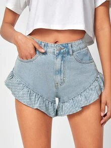OBVIOUSLY VINTAGE Shorts en mezclilla bajo con fruncido - Lavado ligero - Ver 6