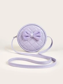 1 Miếng Cô gái Da giả Kẻ sọc Túi đeo vai Với Khâu Thiết kế , Mềm mại & vui tươi , Mini Tròn Túi đeo chéo Đối với Sử dụng hàng ngày , Tím - Màu tím - Xem 1