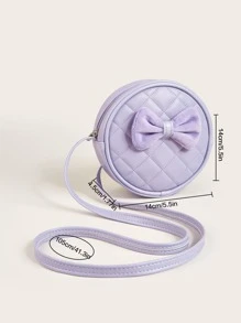 1 Miếng Cô gái Da giả Kẻ sọc Túi đeo vai Với Khâu Thiết kế , Mềm mại & vui tươi , Mini Tròn Túi đeo chéo Đối với Sử dụng hàng ngày , Tím - Màu tím - Xem 3