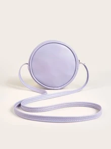 1 Miếng Cô gái Da giả Kẻ sọc Túi đeo vai Với Khâu Thiết kế , Mềm mại & vui tươi , Mini Tròn Túi đeo chéo Đối với Sử dụng hàng ngày , Tím - Màu tím - Xem 4