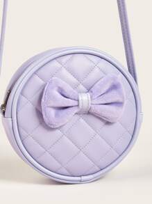 1 Miếng Cô gái Da giả Kẻ sọc Túi đeo vai Với Khâu Thiết kế , Mềm mại & vui tươi , Mini Tròn Túi đeo chéo Đối với Sử dụng hàng ngày , Tím - Màu tím - Xem 5