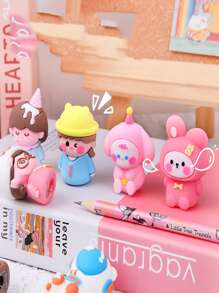 1 Hình Hoạt Hình Hình Gọt Bút Chì, Sáng Tạo Đa Năng Căn Bản Trường Gọt Bút Chì Cho Văn Phòng, Học Sinh - Hồng - Xem 4