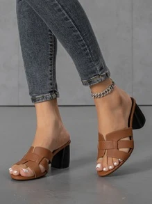 Women's Classic High-Heel Slippers, Comfortable Embossed Material, Fine Painted Edges, UV Painted Laces Resistant, Durable Round Toe Design,  Elements, Suitable For Daily Wear, Festivals, Seasonal Transitions, Summer Moments, Beaches, Shopping, Parties And Social Gatherings,  Round Toe Women's Embossed High-Heel Slippers