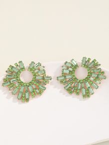 水鑽裝飾耳釘 - 薄荷綠 - 查看 1