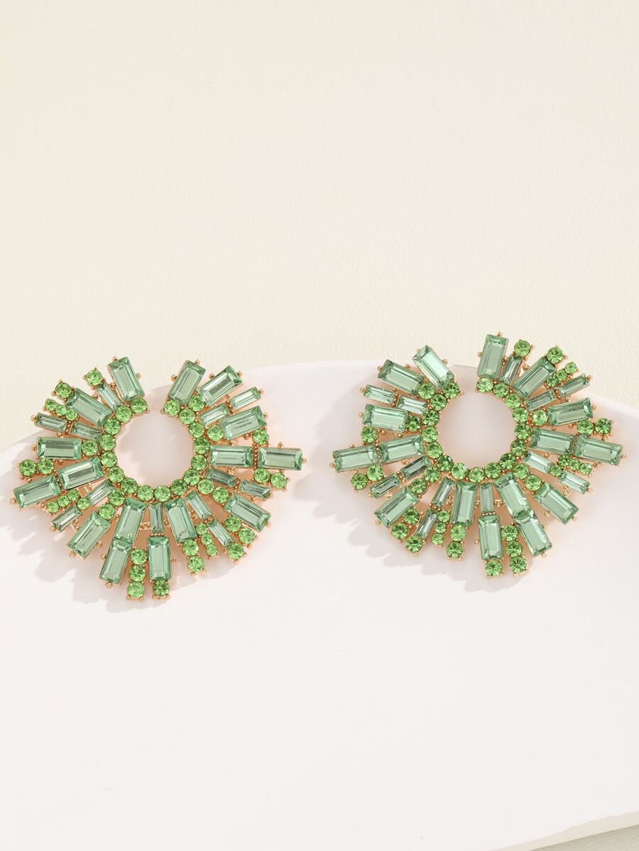 水鑽裝飾耳釘 - 薄荷綠 - 查看 1
