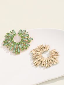 水鑽裝飾耳釘 - 薄荷綠 - 查看 3