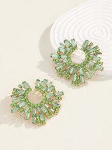水鑽裝飾耳釘 - 薄荷綠 - 查看 4