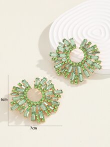 水鑽裝飾耳釘 - 薄荷綠 - 查看 5