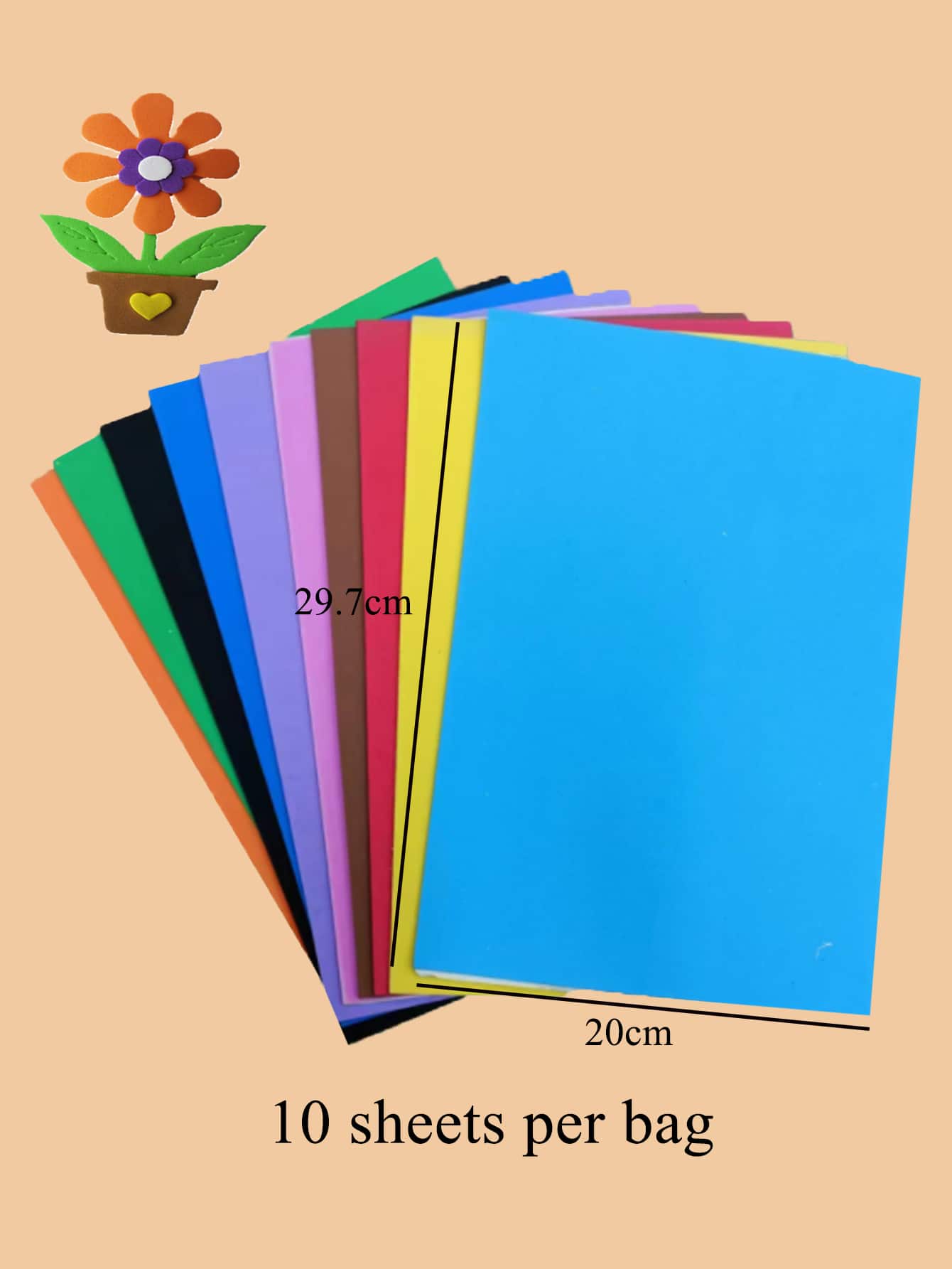 1包10张，41.8mm普通海绵纸，10种颜色 - 彩色 - 查看 6