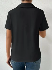 Chiquease Solid Ribbed Knit Tee - Black - View 2