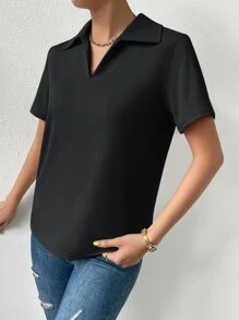 Chiquease Solid Ribbed Knit Tee - Black - View 4