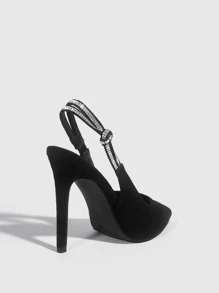 Giày cao gót Nữ Pha lê kim cương màu trơn dép quai hậu Hấp dẫn - màu đen - Xem 3