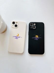 2 chiếc Vỏ điện thoại họa tiết mặt trăng - Nhiều màu - Xem 3