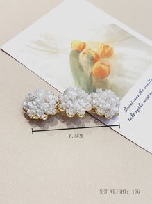 珠子裝飾髮夾 - 白色 - 查看 2