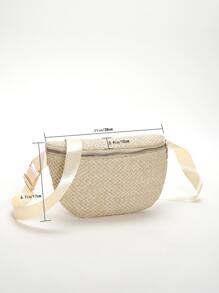 Apricot Straw Bag Vacation Adjustable Strap Paper - Khaki - View 3