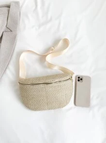 Apricot Straw Bag Vacation Adjustable Strap Paper - Khaki - View 4