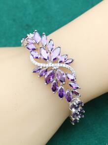 1入組奢華方晶鋯石鑲嵌手環,理想適用於女士日常穿著或者婚禮配件 - 紫色 - 查看 6