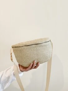 Apricot Straw Bag Vacation Adjustable Strap Paper - Khaki - View 7