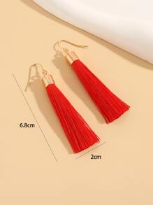 Tassel Drop Earrings - Red - View 3