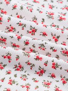 ROMWE Kawaii 碎花蕾絲邊吊帶上衣 - 白色 - 查看 4