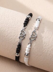 ATLVXJL 2 pièces Bracelet couple aurore permanente à détail cœur