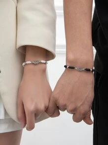 ATLVXJL 2 pièces Bracelet couple aurore permanente à détail cœur