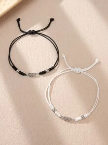 ATLVXJL 2 pièces Bracelet couple aurore permanente à détail cœur