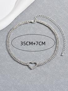 1st Valentijnsdag Hartvormige Strass Ingelegde Y2k Stijl Ketting Voor Feest En Festival Valentijnsdag, Moeder, Moeder, Moederdag, Cadeau