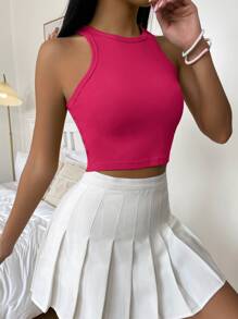 SHEIN Cottnline 净色罗纹针织背心