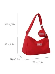 Bolso Hobo Rojo Con Bolsa De Monedas, Correa Ajustable De Neón Rojo Extraño, Bolso De Mujer Con Bolsa De Diez Centavos - Rojo - Ver 3
