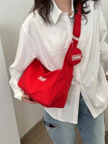 Bolso Hobo Rojo Con Bolsa De Monedas, Correa Ajustable De Neón Rojo Extraño, Bolso De Mujer Con Bolsa De Diez Centavos - Rojo - Ver 5