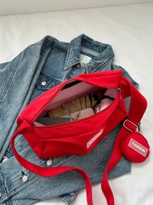 Bolso Hobo Rojo Con Bolsa De Monedas, Correa Ajustable De Neón Rojo Extraño, Bolso De Mujer Con Bolsa De Diez Centavos - Rojo - Ver 7