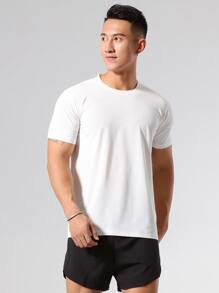 Manfinity Sport Corelite Boyfriend Style Men Striped Print Sports Tee Workout Tops - White - View 1