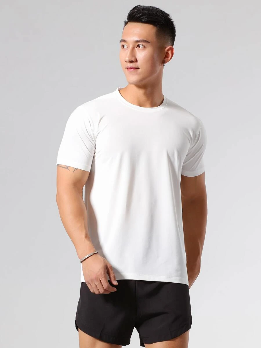 Manfinity Sport Corelite Boyfriend Style Men Striped Print Sports Tee Workout Tops - White - View 1