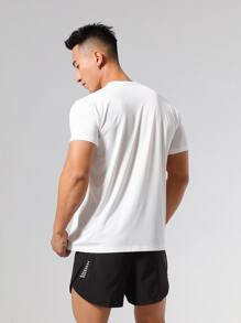 Manfinity Sport Corelite Boyfriend Style Men Striped Print Sports Tee Workout Tops - White - View 2